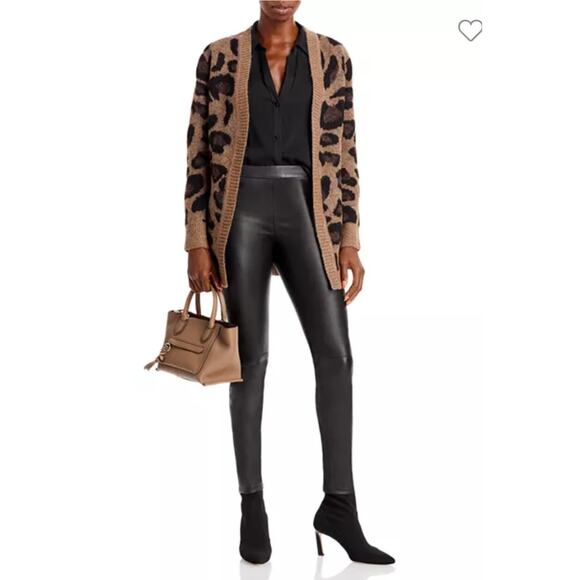 AQUA Long Length Cozy Animal Print Open Cardigan with Stretch Size Large - Picture 1 of 12